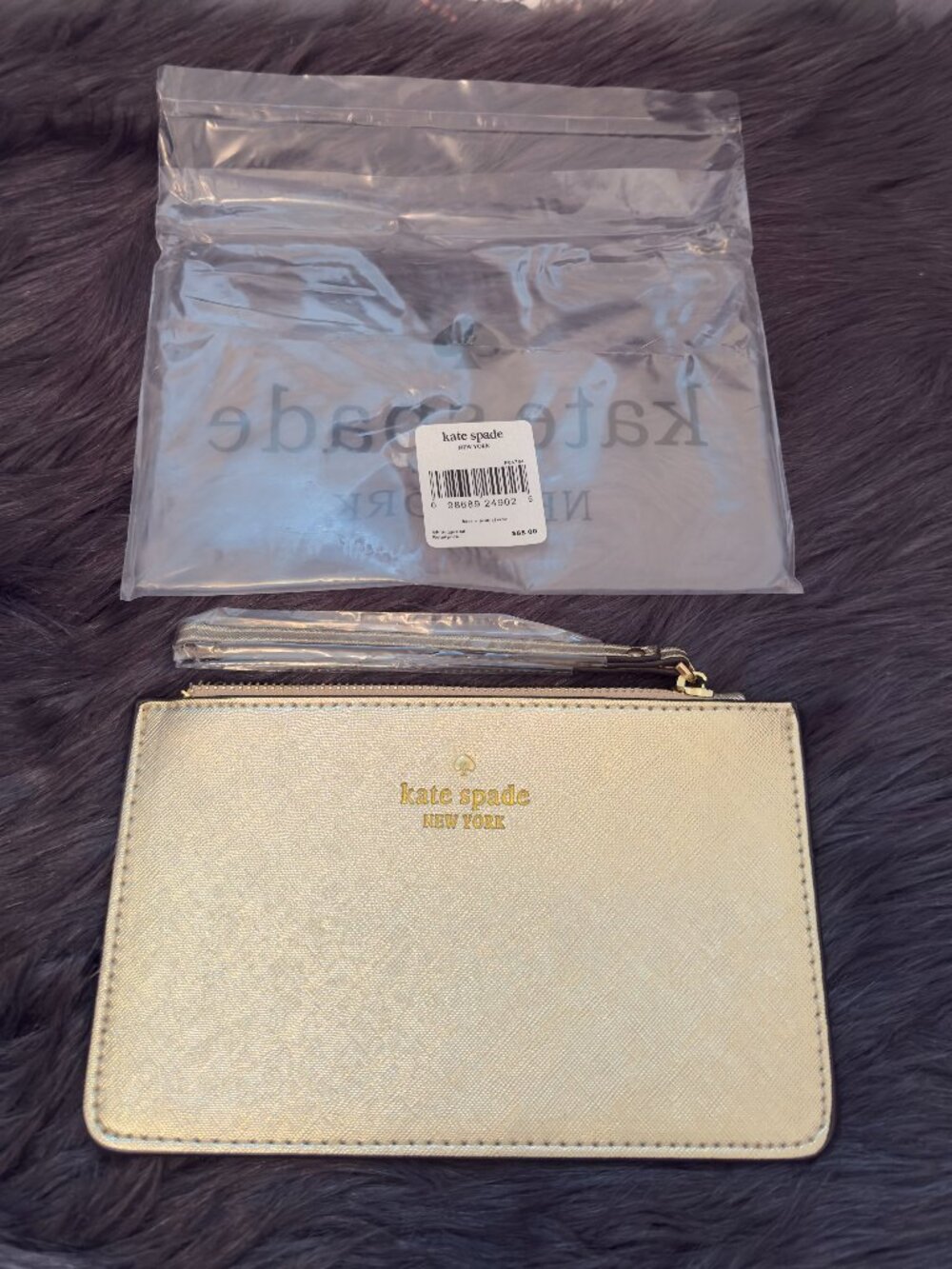 Kate Spade New York Champagne Gold Leather Wristlet NWT